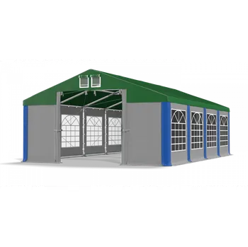 Zahradní stan Párty stan 4x50x2m střecha PVC 560g/m2 boky PVC 500g/m2 konstrukce ZIMA PLUS Zelená Šedá Modrá