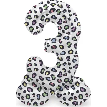 Folat Balónek fóliový číslo 3 samostojné Duhový panter 41 cm