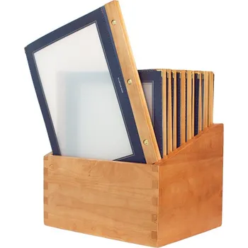 Obal na kartičku Securit Box s jídelními lístky WOOD, modrá (20 ks)
