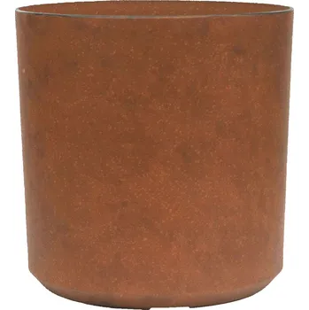 Květináč Venkovní plastový květináč hnědý válec 28x28x28 (Venkovní plastový květináč s imitací kamene)