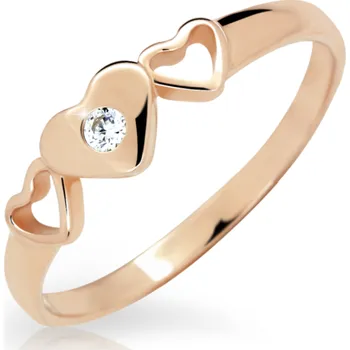 Prsten ŠPERKY-NM, Zlatý prsten se srdíčkem 1630 růžové zlato Velikost prstenu: 57