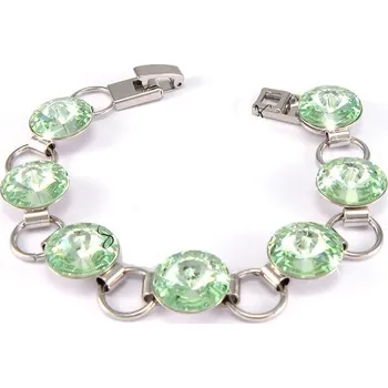 Náramek Swarovski Elements Rivoli 12mm - Rhodiovaný náramek zelený 33111.1 Chrysolite (zelená světlá, mátová)