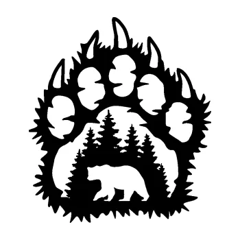 Samolepící dekorace SAMOLEPKA Medvěd 010 levá tlapa s krajinou (01 - černá) NA AUTO, NÁLEPKA, FÓLIE, POLEP, TUNING, VLASTNÍ TEXT, TISK, AUTOSAMOLEPKY.cz, POLEPY, OBRÁZEK, LOGO, SAMOLEPKY