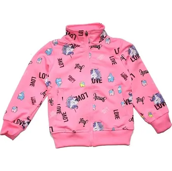 Dívčí mikiny KUGO potisk Jednorožec a LOVE 7202A růžové 345/38 ( )