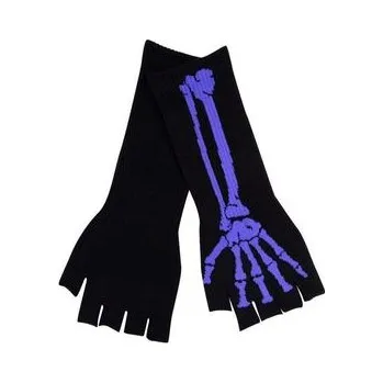 Rukavice Rukavice bezprsté dlouhé Skeleton fialové