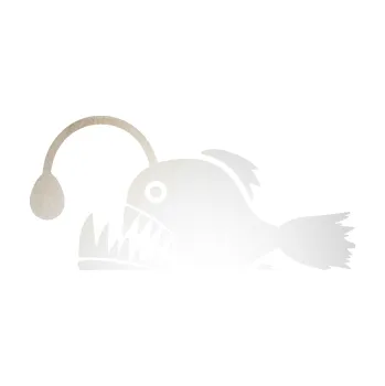 Polep vozidla SAMOLEPKA Ryba 022 levá mořský ďas s lampičkou (82 - odrazková reflexní bílá) NA AUTO, NÁLEPKA, FÓLIE, POLEP, TUNING, VLASTNÍ TEXT, TISK, AUTOSAMOLEPKY.cz, POLEPY, OBRÁZEK, LOGO, SAMOLEPKY