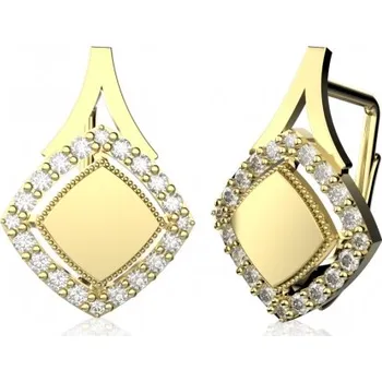 Náušnice Couple, Jedinečné náušnice Kostka, žluté zlato se zirkony, 585-66-3-0346.0Z00.0.00.001.08