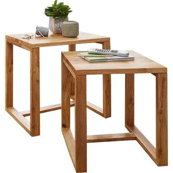 Konferenční stolek Malé stolky 2 ks Verase, dub, masiv, rozměr 35x45x45cm a 33x35x40cm
