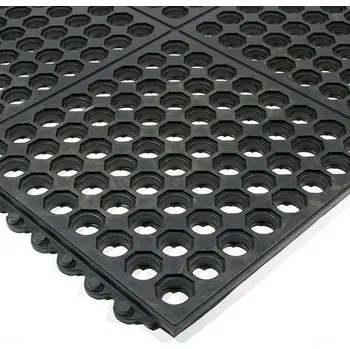 Rohožka Černá gumová protiúnavová protiskluzová děrovaná rohož Fatigue 100% nitril - délka 90 cm, šířka 90 cm, výška 1,8 cm