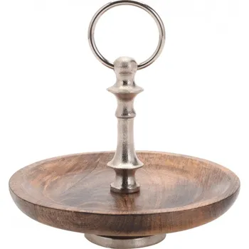 Recenze Dřevěný etažér s kovovými prvky 20 x 5 cm