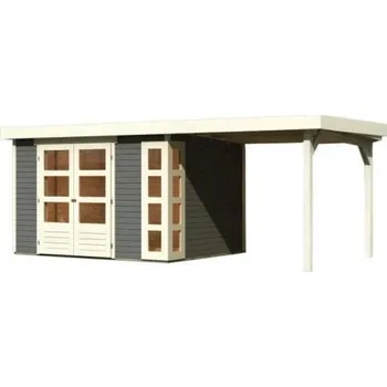 Zahrada dřevěný domek KARIBU KERKO 5 + přístavek 240 cm (9194) terragrau