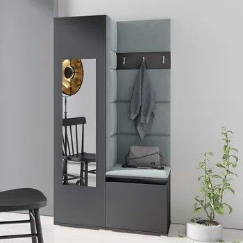 Předsíňová stěna Předsíňová stěna Emi 13 - grafit Barva panelů: Šedá - Trinity 14