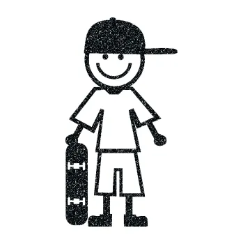 samolepka Cartoon family kluk 003 levá skateboardista (85 - Ultra Metalic černá) SAMOLEPKA NA AUTO, NÁLEPKA, FÓLIE, POLEP, TUNING, VLASTNÍ TEXT, TISK, AUTOSAMOLEPKY.cz, POLEPY, OBRÁZEK, LOGO, 3D STICKERS