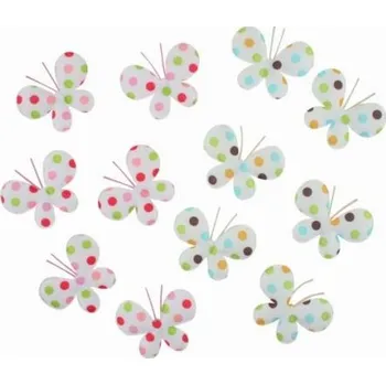 Velikonoční dekorace Motýlci z látky s lepíkem s puntíky 4,5cm 12ks