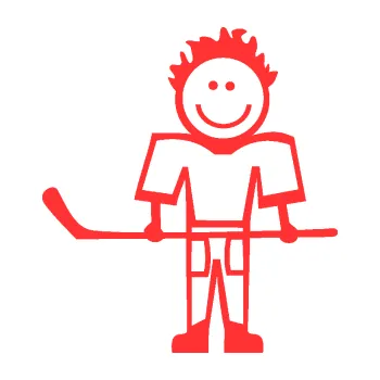 samolepka Cartoon family kluk 002 levá hokejista (02 - světle červená) SAMOLEPKA NA AUTO, NÁLEPKA, FÓLIE, POLEP, TUNING, VLASTNÍ TEXT, TISK, AUTOSAMOLEPKY.cz, POLEPY, OBRÁZEK, LOGO, 3D STICKERS