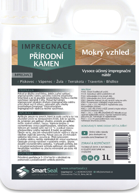 Impregnace na přírodní kámen - mokrý vzhled, 1l