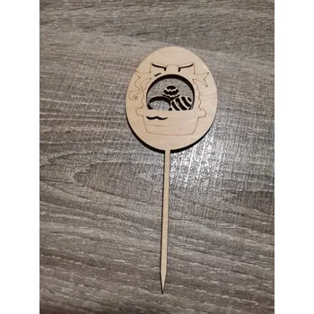 Velikonoční dekorace Dřevěný velikonoční zápich č.07 - kraslice s košíčkem