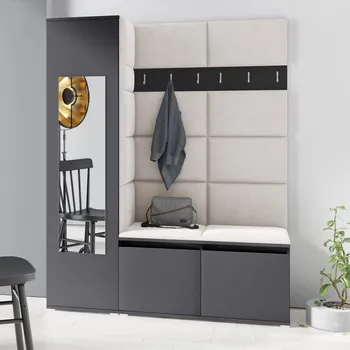 Předsíňová stěna Předsíňová stěna Emi 14 - grafit Barva panelů: Krémová - Trinity 01