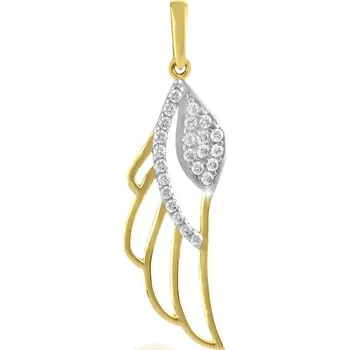 Přívěsek GEMMAX Zlatý přívěsek Andělské křídlo – zlatý šperk ryzosti 585/1000 v Dárkovém balení s Certifikátem GLPCB-25791