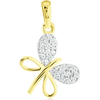 Přívěsek GEMMAX Zlatý přívěsek Motýlek se zirkony – zlatý šperk ryzosti 585/1000 v Dárkovém balení s Certifikátem GLPCB-39091