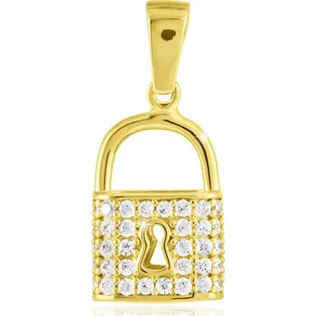 Přívěsek GEMMAX Zlatý přívěsek Zámek – zlatý šperk ryzosti 585/1000 v Dárkovém balení s Certifikátem GLPYB-33031