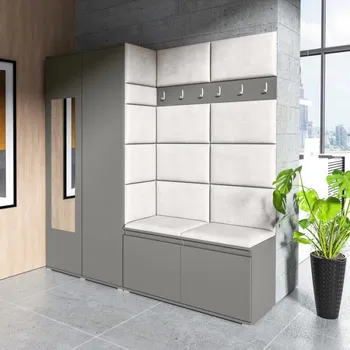 Předsíňová stěna Předsíňová stěna Emi 8 - grafit Barva panelů: Krémová - Trinity 01