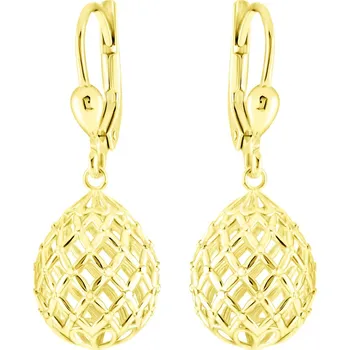 Náušnice GEMMAX Prořezávané zlaté visací náušnice – zlatý šperk ryzosti 585/1000 v Dárkovém balení s Certifikátem GLEYN-43821