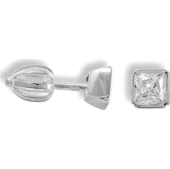 Náušnice Cutie Jewellery Zlaté bílé náušnice - Čtverečky se zirkonem – zlatý šperk ryzosti 585/1000 v Dárkovém balení s Certifikátem GLEWB-01061