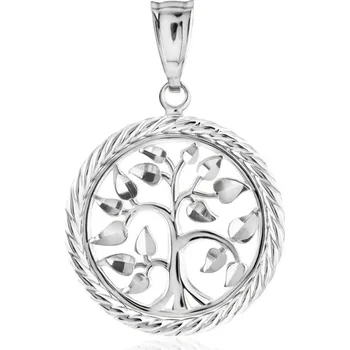 Přívěsek GEMMAX Kulatý přívěsek Strom života z bílého zlata – zlatý šperk ryzosti 585/1000 v Dárkovém balení s Certifikátem GUPWN-40311