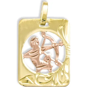 Přívěsek GEMMAX Zlatý přívěsek Střelec - měsíční znamení destička – zlatý šperk ryzosti 585/1000 v Dárkovém balení s Certifikátem GUPCN-68771