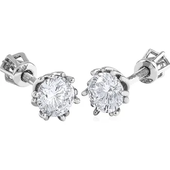 Náušnice Cutie Jewellery Z8001 Peckové náušnice z bílého zlata se zirkony o Ø 5,6 mm model Z8001 – zlatý šperk ryzosti 585/1000 v Dárkovém balení s Certifikátem GLEWB-27281