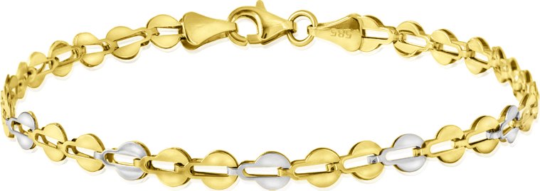 GEMMAX Original – garance kvality Zlatý dámský náramek délka 19 cm – žluto-bílé zlato 585/1000 GLBCN-19-33071 – v dárkovém balení s Certifikátem ryzosti