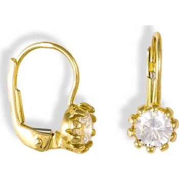 Náušnice GEMMAX Zlaté náušnice osazené zářivým bílým zirkonem – zlatý šperk ryzosti 585/1000 v Dárkovém balení s Certifikátem GLEYB-05021