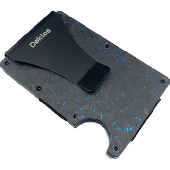 Peněženka DAKLOS Carbon RFID karbonová mini peněženka s klipem černomodrá