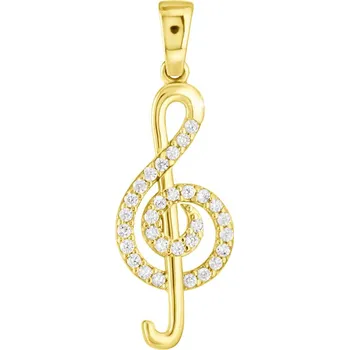 Přívěsek GEMMAX Zlatý přívěsek Houslový klíč se zirkony – zlatý šperk ryzosti 585/1000 v Dárkovém balení s Certifikátem GLPYB-35391