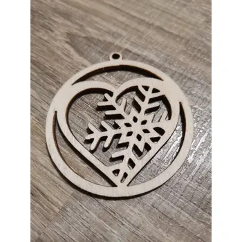 Vánoční ozdoba Dřevěná vánoční ozdoba č.22 - srdíčko s vločkou Velikost: 50