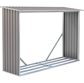 Dřevník Kovový přístřešek na dřevo 242x75 - šedý (Kovový přístřešek na dřevo)