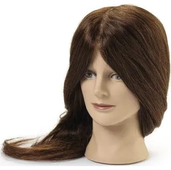 BraveHead 9852 Female Dark Brown - cvičná hlava, 100% lidské vlasy, 45 - 50 cm