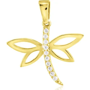 Přívěsek GEMMAX Zlatý přívěsek Vážka – zlatý šperk ryzosti 585/1000 v Dárkovém balení s Certifikátem GLPYB-32901