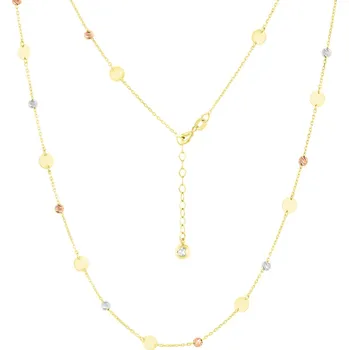 Náhrdelník GEMMAX Podmanivý zlatý náhrdelník s korálky a talířky délka&nbsp;49+3&nbsp;cm – zlatý šperk ryzosti 585/1000 v Dárkovém balení s Certifikátem GLNCN-52-41511