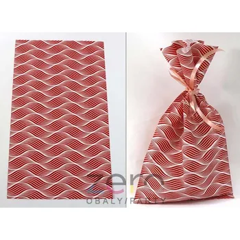 Dárková taška Sáček PP 20x35 cm - červeno-bílé vlny