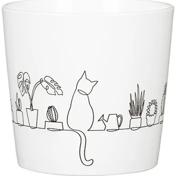 Obal na květináč Scheurich Obal keramický Catview pr.13cm/870 s motivem kočky