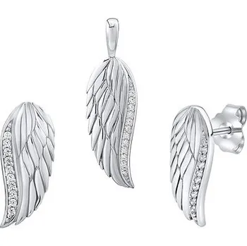 Souprava šperků Stříbrná andělská souprava Lasha se zirkony - set náušnic a přívěsku FW10187S