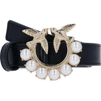 Opasek Pinko Kůžoný opasek BERRY SMALL PEARL | Barva:černý | Velikost:S