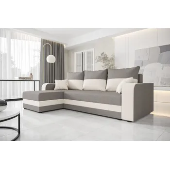 Sedací souprava Rohová sedací souprava s opěrkami HORTENZIE - světle šedá / krémová