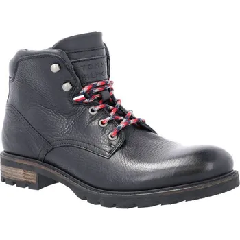 Pánská zimní obuv Tommy Hilfiger Kůžoné boty TEXTURED | Barva:černý | Velikost:42