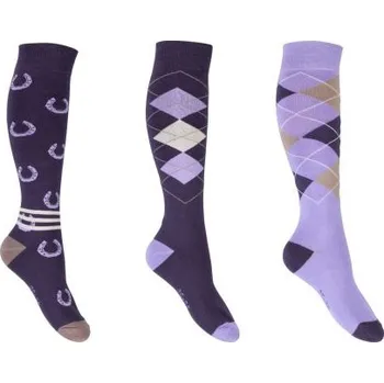 Jezdecké oblečení Jezdecké podkolenky -Cardif- sada 3 páry - fialová/šeříková - 39-42