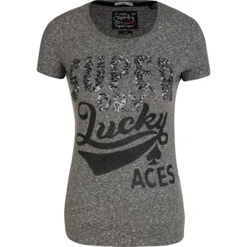 Dámské tričko Superdry Tričko Lucky Aces Sequit | Barva:šedý | Velikost:XS