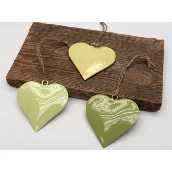 Velikonoční dekorace Srdce smaltované zelené velké, Barva Světle zelená