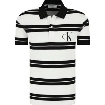 CALVIN KLEIN JEANS Polokošile BIG MONOGRAM STRIPED | Barva:černý | Velikost:XL